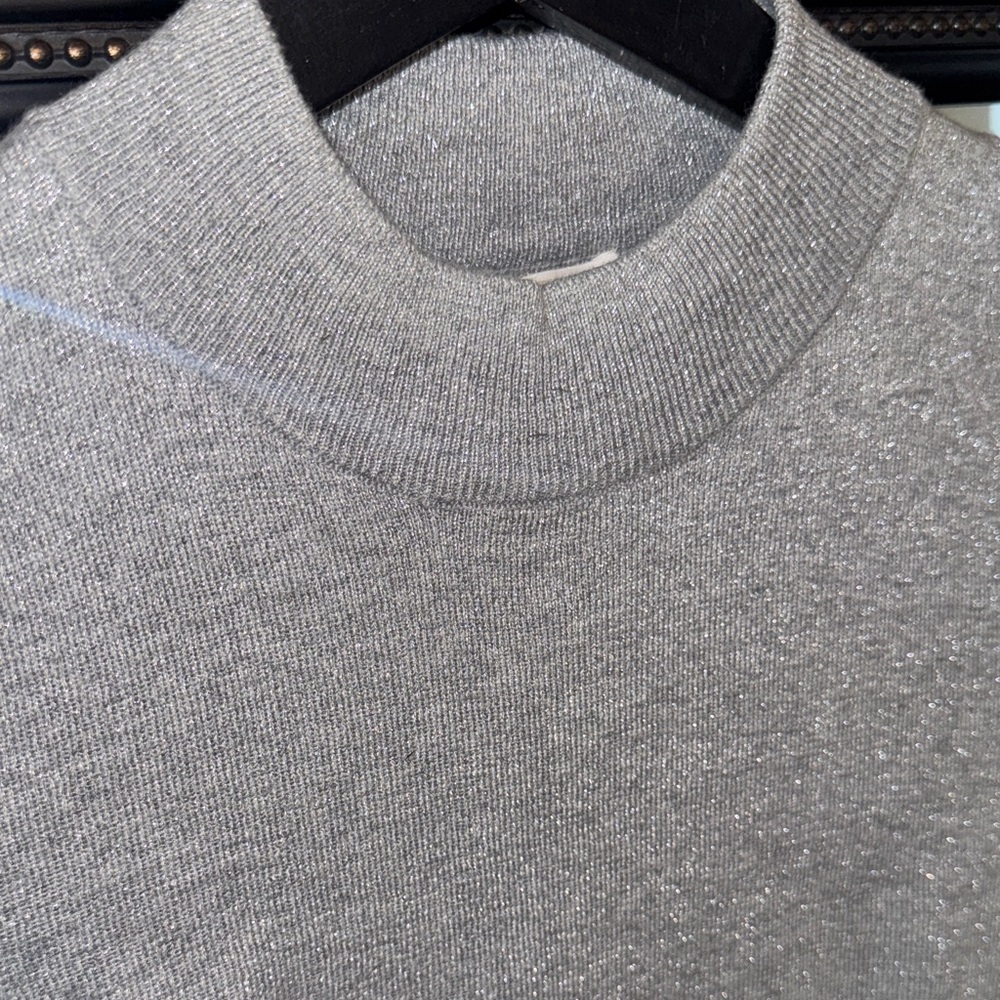 Michael Kors Women's silver on gray Off-the-Shoulder Sweater - Picture 3 of 7